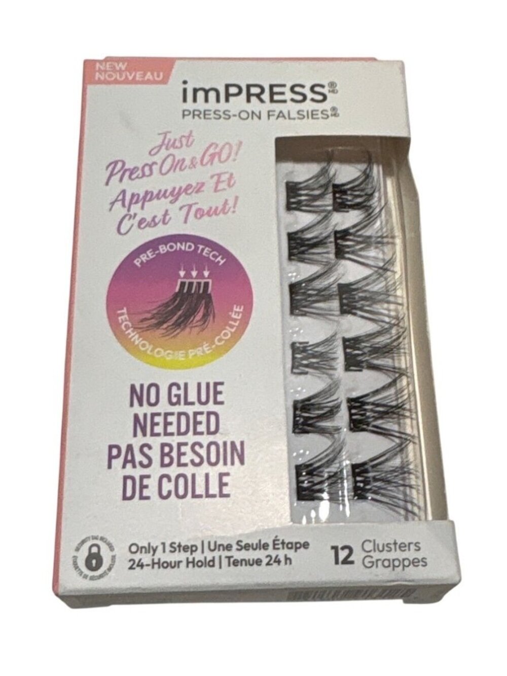 ImPRESS False Eyelashes Press On Bold Volume Clusters 12 Pack No Glue Needed New